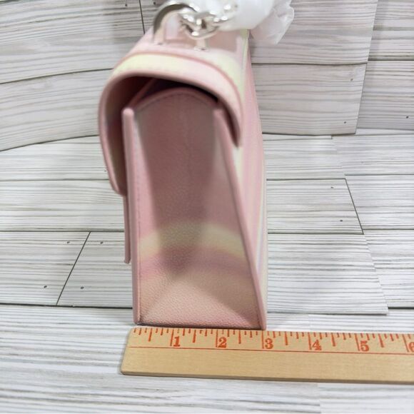 CHARLES & KEITH PASTEL PINK TIE DYE SILVER TONE CHAIN FAUX LEATHER CROSSBODY NWT - Picture 6 of 9